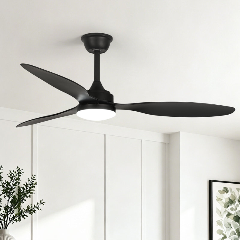 Ventilateur de plafond d'intérieur de 52 po avec ensemble d'éclairage à intensité variable Karlena, télécommande, 3 couleurs DEL, 6 vitesses, moteur à courant continu silencieux réversible, minuterie, mémoire et tiges incluses (ensemble de 2)