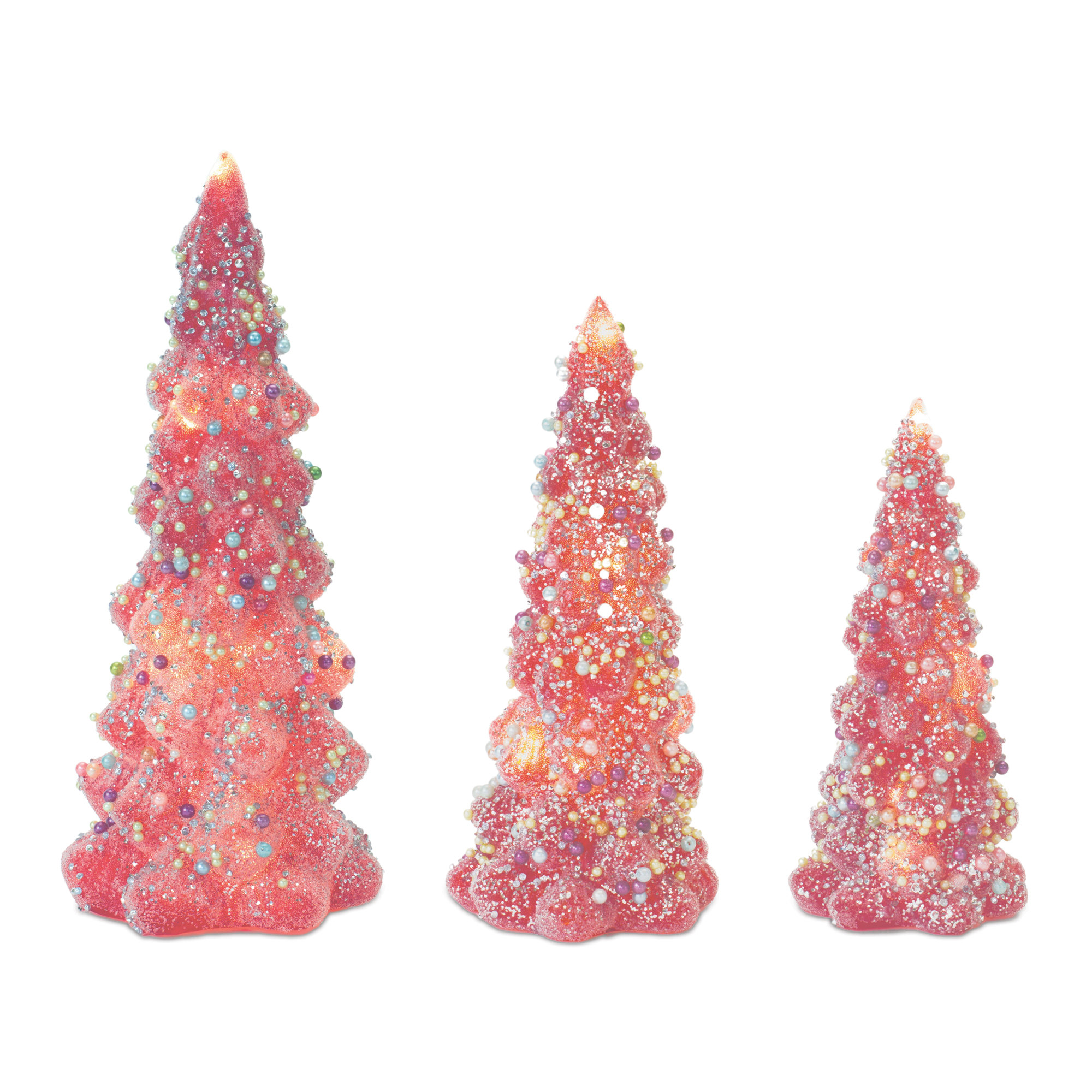The Holiday Aisle® LED Tree with Rainbow Pearl Ornaments (Set of 3) | Wayfair
