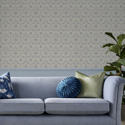 Laura Ashley Endale Trellis Newport, papier peint bleu