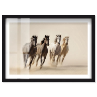 Desert Steeds I Shadowbox Print Photography Wall Art by Notoriart, Black Frame, 24 x 16
