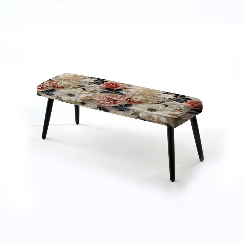 Crème délicat coquelicots fleurs III - banc rembourré floral noir