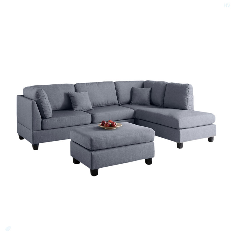 Polyfiber Reversible Sectional Sofa With Ottoman
