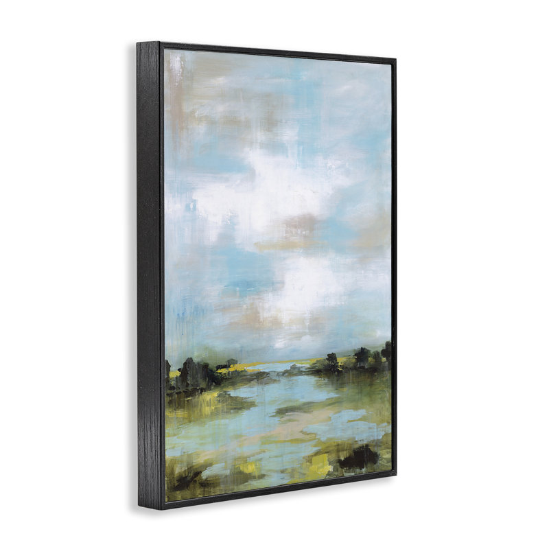 Giclée de paysage abstrait «Wasting Time», dessin de Wani Pasion, H 18 po x l 12 po, Giclée encadrée noir minuit