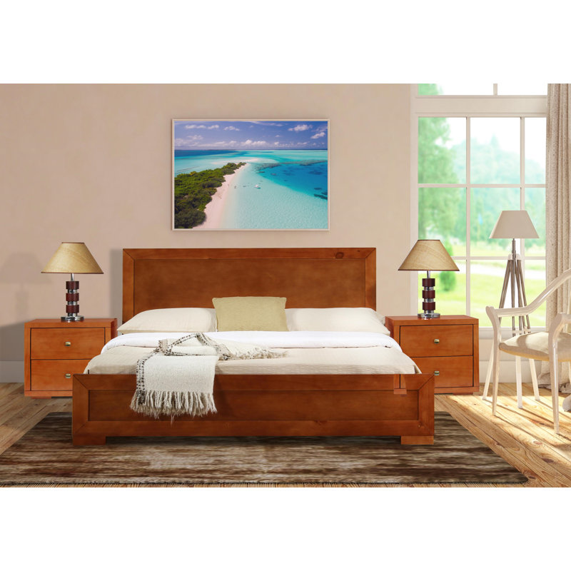Ensemble de chambre avec lit plateforme 3 pièces Trent, Grand, Merisier