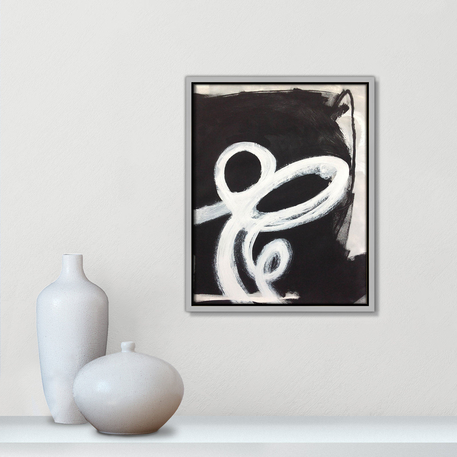 Bronte "Swirly Swirls II" Print, 15.5" H x 12.5" W x 2" D, Silver Floater Framed, No Mat