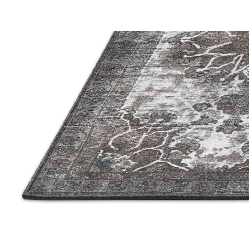 Tapis traditionnel noir / bleu Akshay, Rectangle 4 pi x 6 pi
