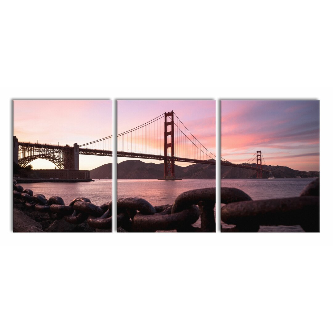 3-tlg. Leinwandbilder-Set Golden Gate Bridge