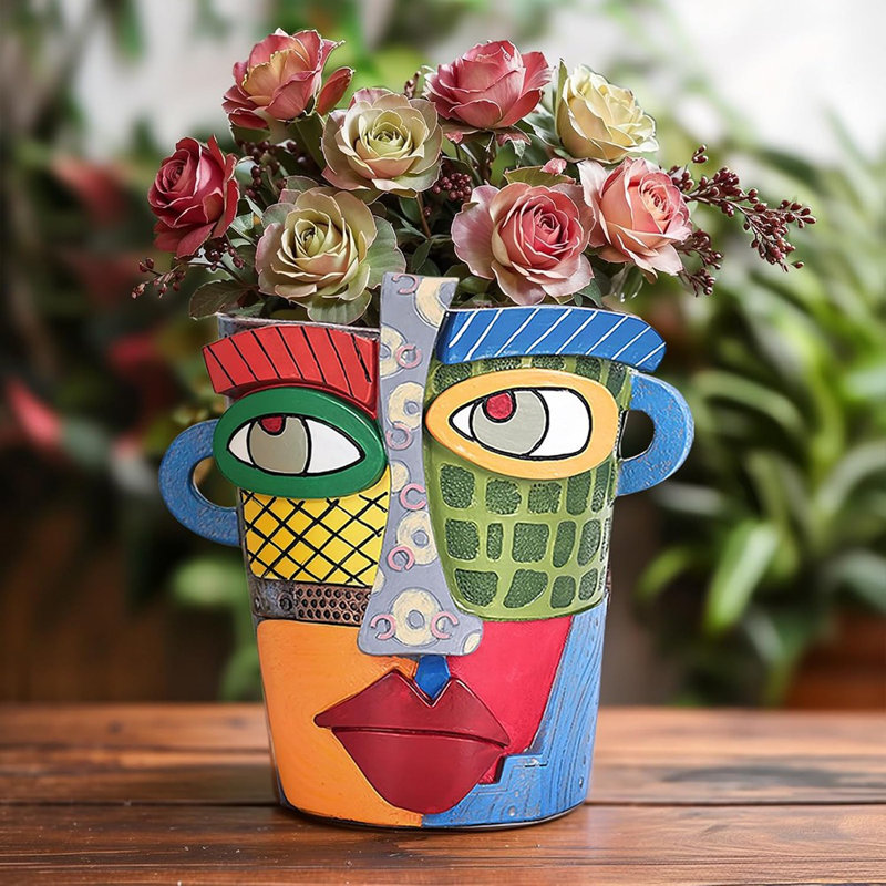 Jardinière colorée à tête Funky