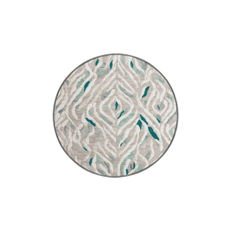 Machine Washable Gray Area Rug, Round 8'