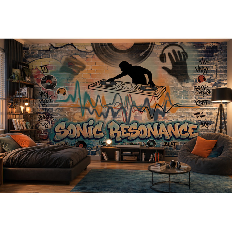 Papier peint mural brique, graffiti urbain amovible, 100 po x 96 po, Non tissé