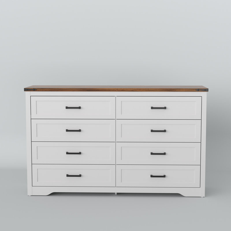 Commode double 8 tiroirs avec panneau supérieur brun rustique Astred