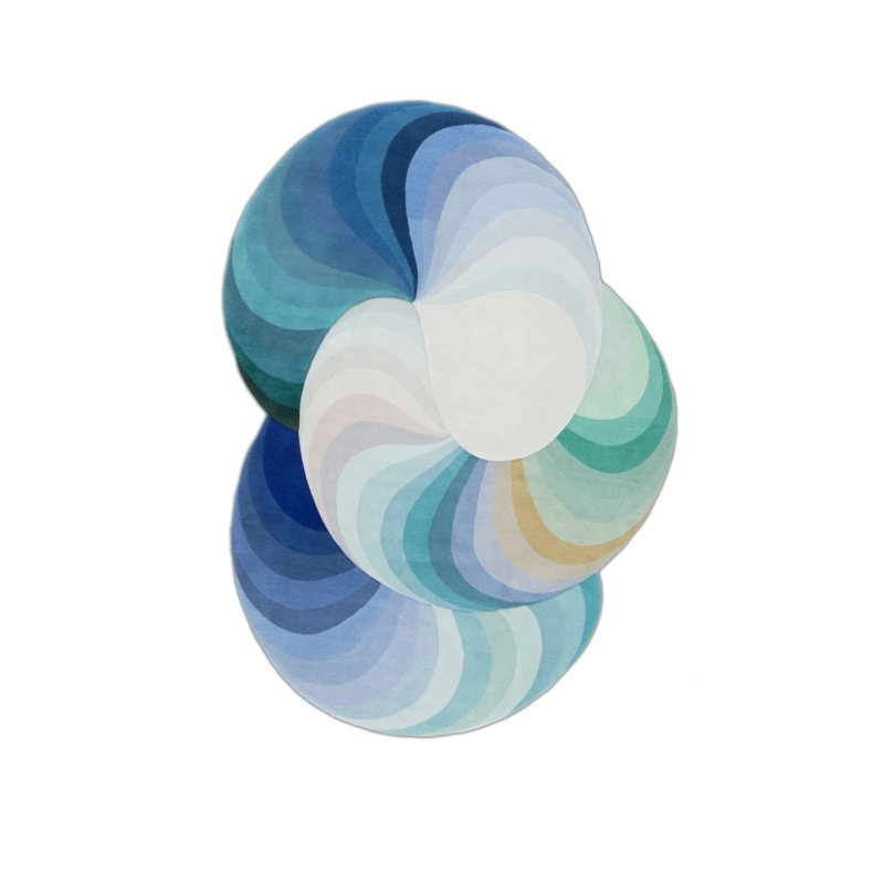 Blue And Its Shades Abstract Oval Carpet, Novelty 2' x 2'8"