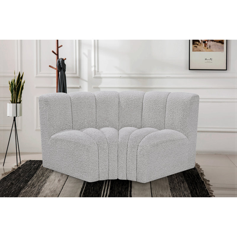 Canapé et méridienne revêtus d'Ivanildo, Tissu gris bouclé