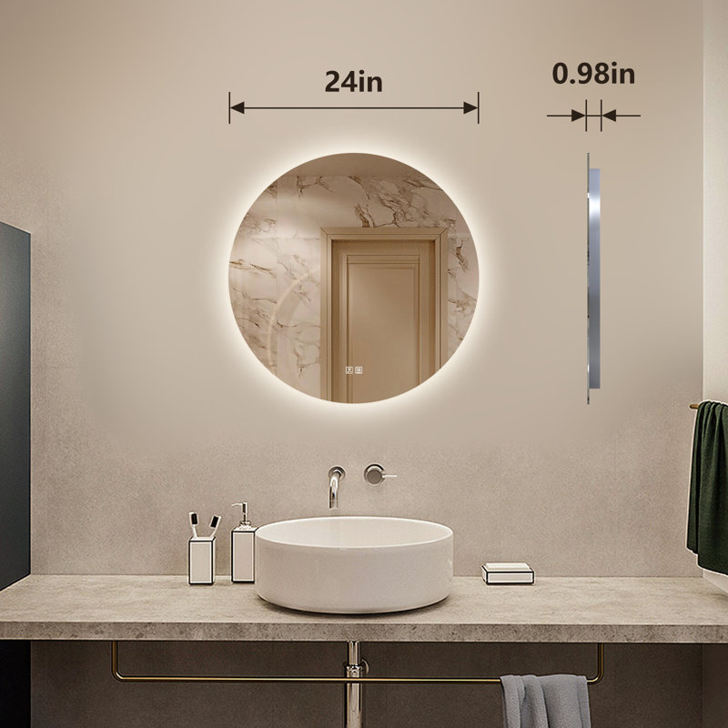 Miroir de salle de bain Naliyah, 24 po x 24 po