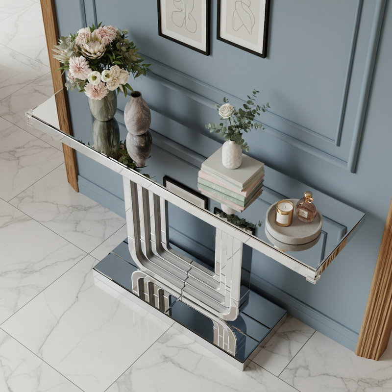 Console à miroir avec base en U et lignes épissées à la main