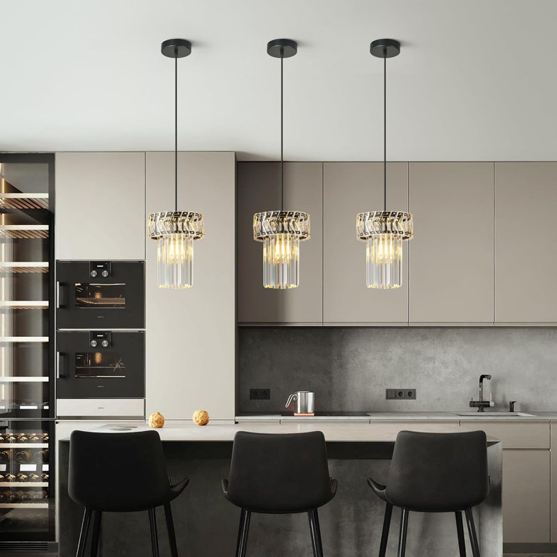 Luminaire suspendu doré et cristal, Oui