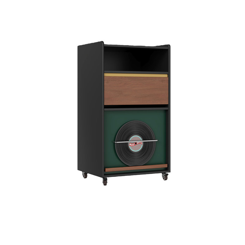 A Chinese-style solid wood sliding side cabinet, Black/Brown/Green