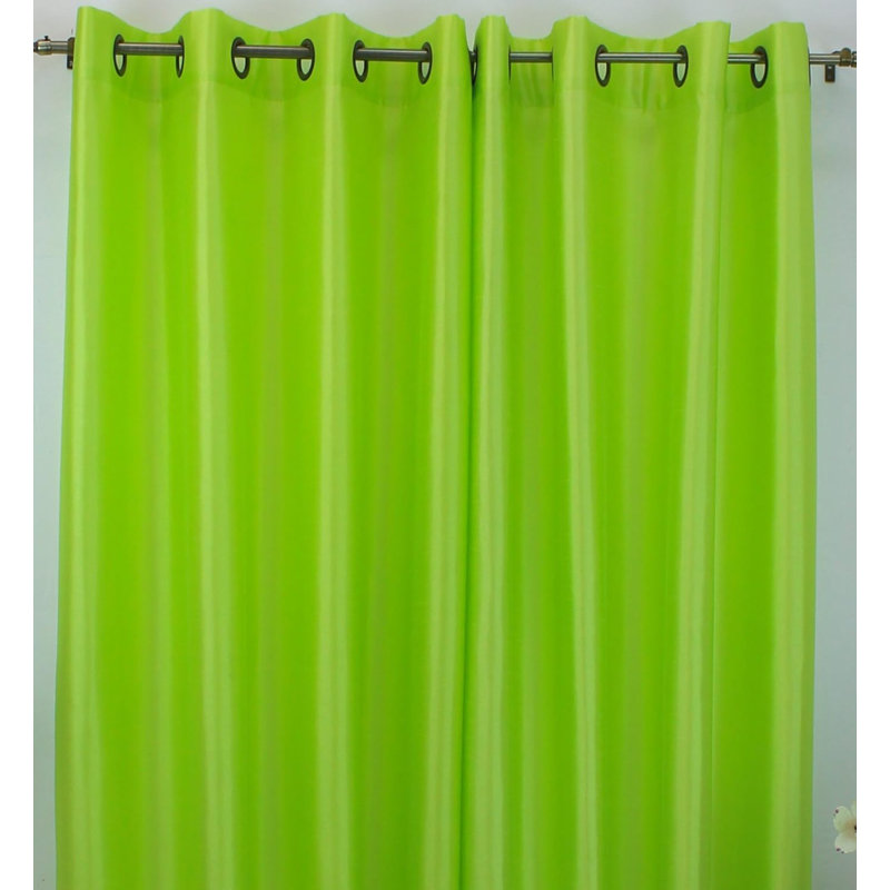 Solid Semi-Sheer Grommet Curtain Panels, Lime Green