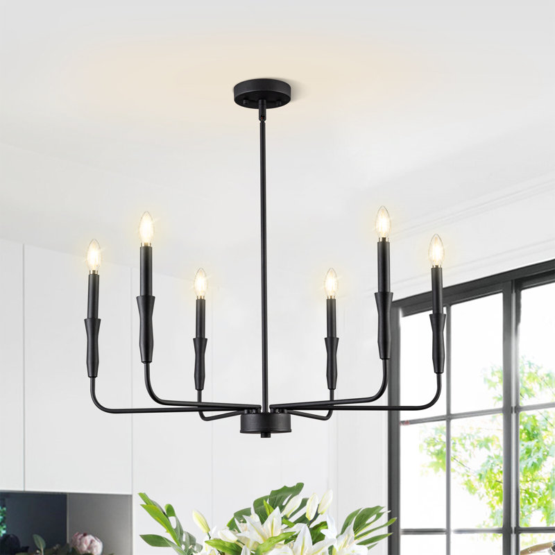 Alyzon  Dimmable Classic / Traditional Chandelier Farmhouse Chandelier for Dining Room, 15.07" H x 27.5" W x 27.5" D, 6