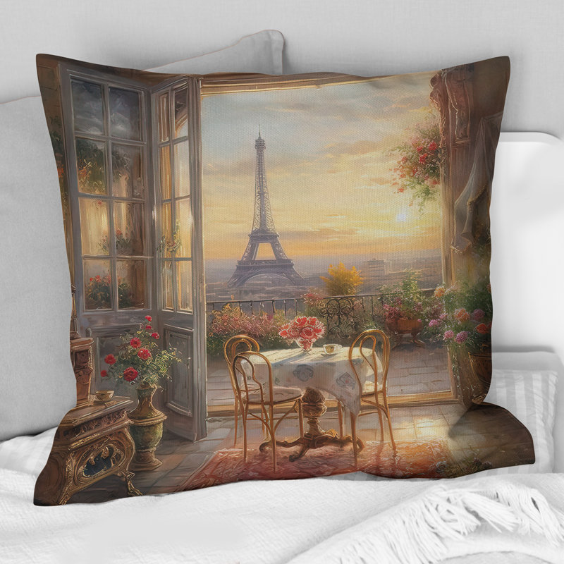 Magnifique tour Eiffel à Paris II - coussin imprimé Paris, H 18 po x l 18 po, Carré