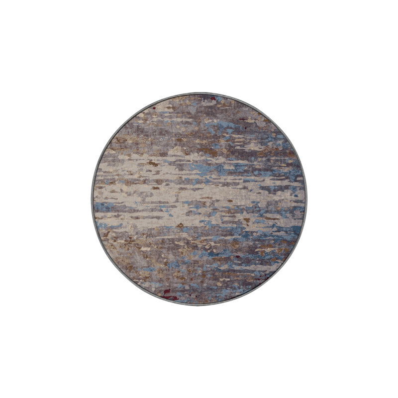 Tapis gris soyeux et moelleux, Rond 8 pi