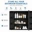 Rangement mural de salle de bain rectangulaire en bois noir avec miroir l 23,6 po x H 31,5 po-913414617
