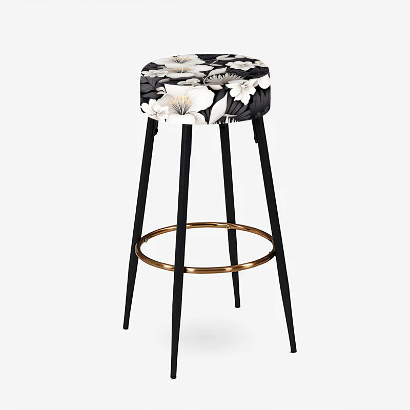 Elodea - Ensemble de 2 tabourets de bar à imprimé, Tropiques monochromes tropicaux