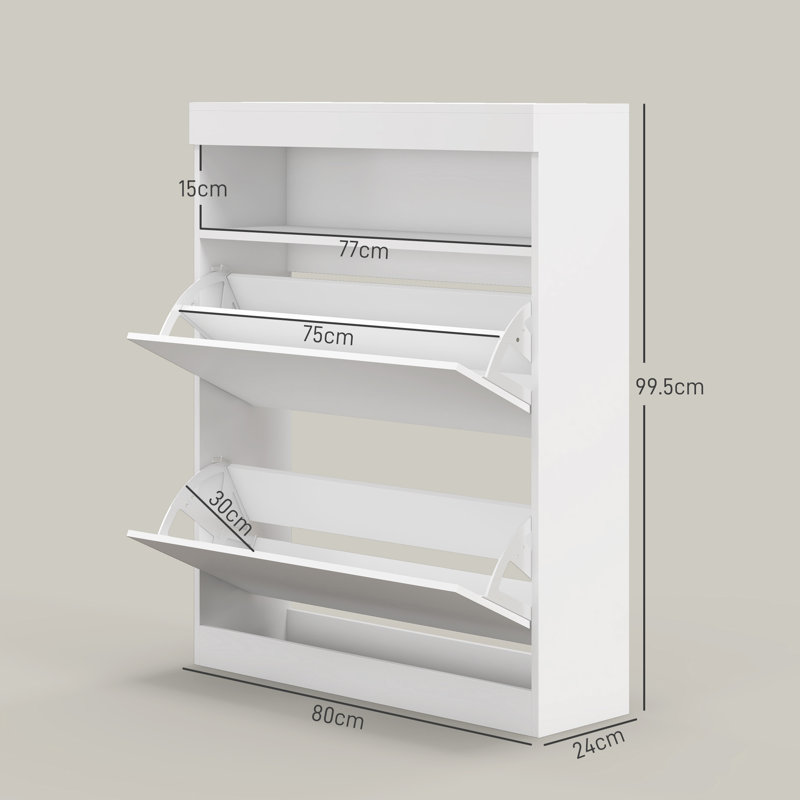 16 Pair Flip Down Shoe Storage, White