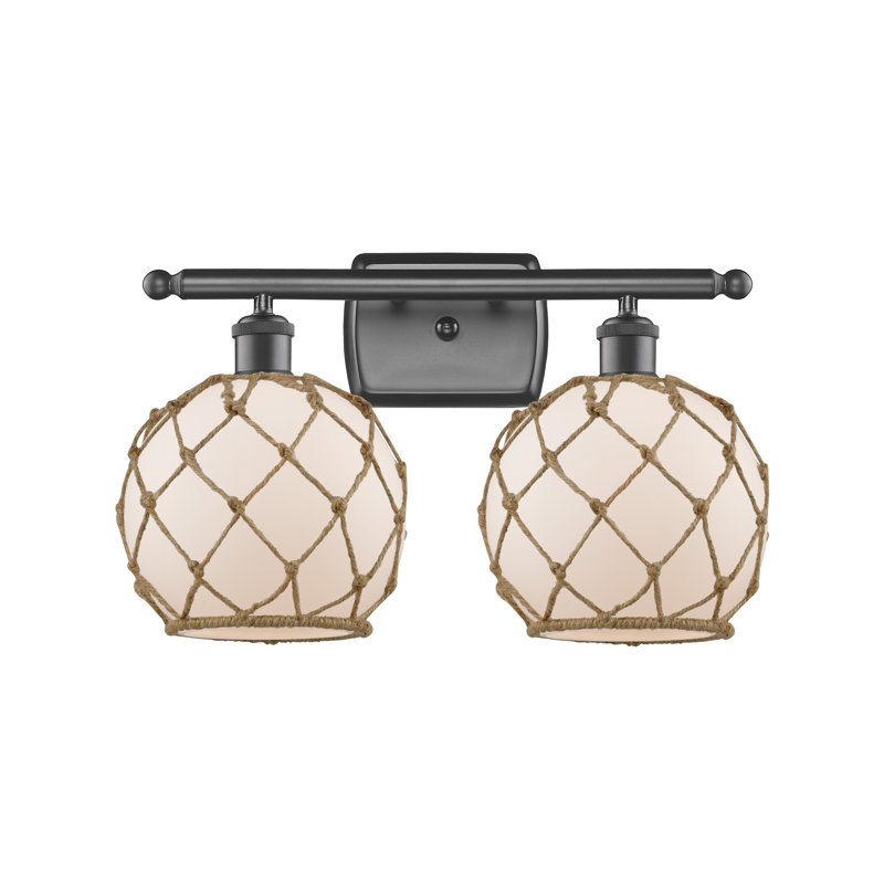Éclairage pour salle de bain à intensité variable 2 lumières Arriola, Blanc / Brun, Ampoule à DEL rétro de 6 watts
