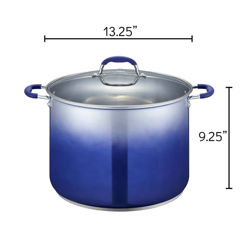 Batterie de cuisine 20 pte Concord Marmite en acier inoxydable avec couvercle, Cobalt