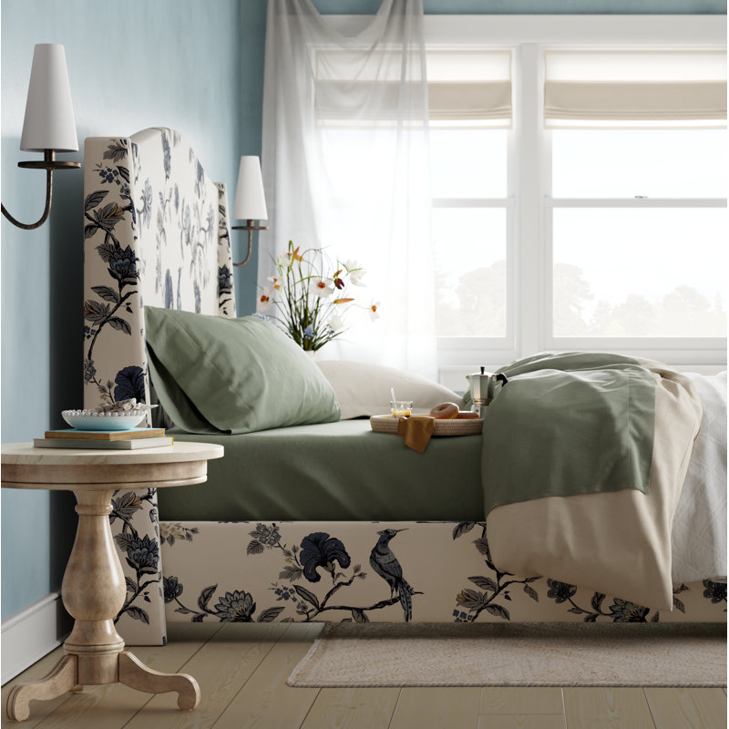 Lit tapissier standard Allis, Simple, Indigo Shaana