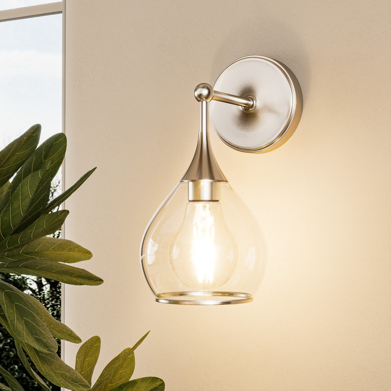 Phares à miroir à intensité variable avec cadre en métal, Nickel brossé, Deux lumières