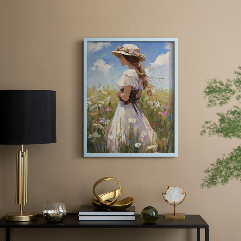 Reproduction encadrée WOMEN Series CCXCI - bois massif, H 30 po x l 24 po, Bleu