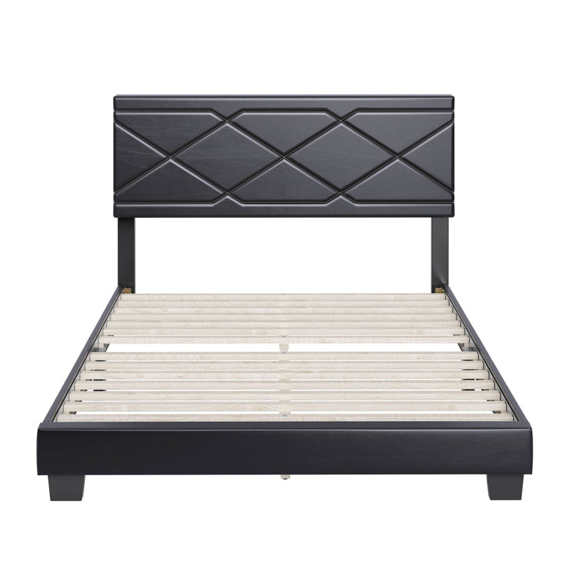 Upholstered Platform Bed, King, Black