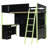 Full Size Wood Loft Bed with Desk, Storage Shelves & LED Light, Space-Saving Kids Bedroom Furniture, Green-139597461