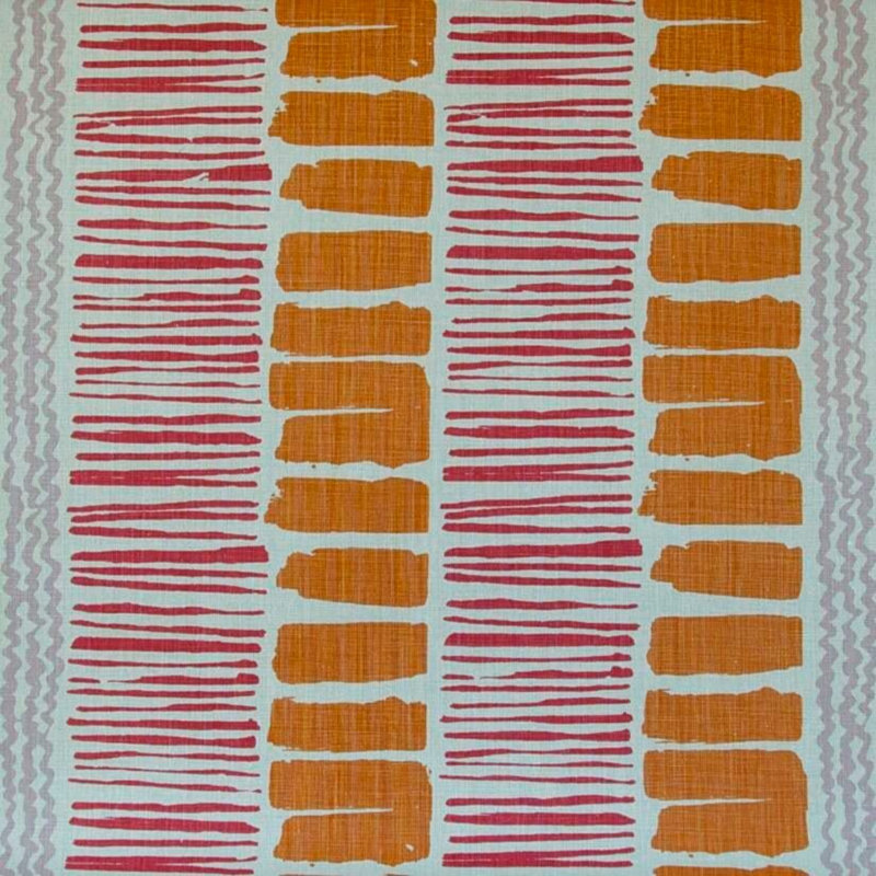 Saltaire Linen Fabric, Orange/Pink/Purple