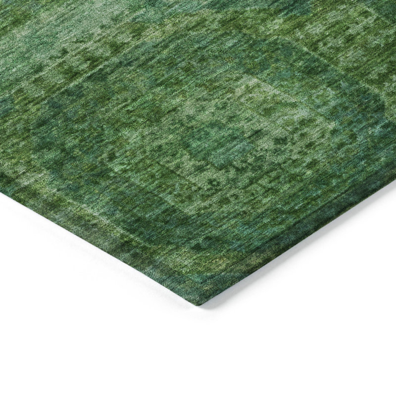 Machine Washable Indoor/Outdoor Xhevrie Emerald Rug, Rectangle 10' x 14'