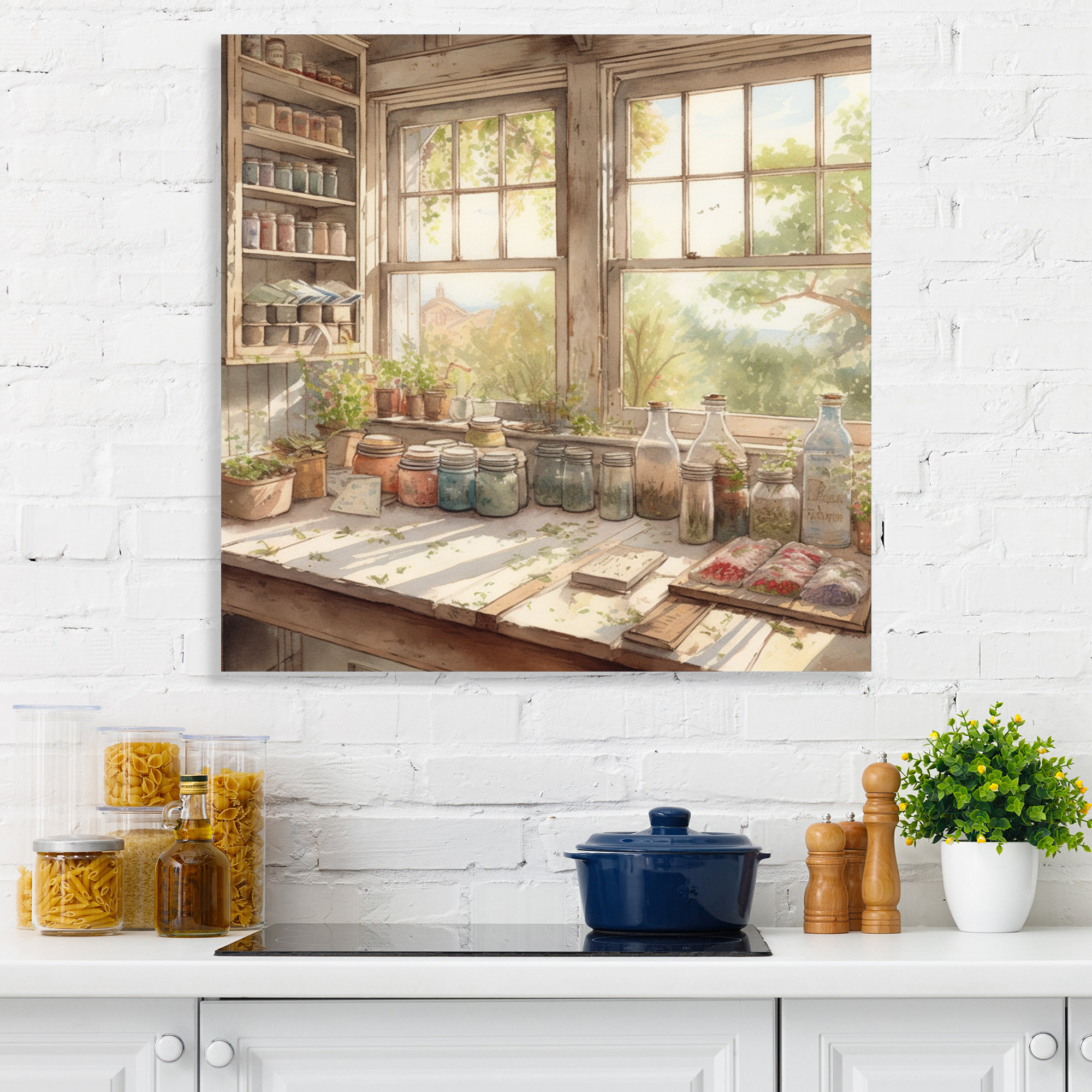 Vintage Farmhouse Kitchen Wall Art Set of 4 Prints or Canvas