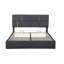 Grand lit plateforme tapissier avec rangement hydraulique, aucun sommier nécessaire, noir, peu encombrant et robuste