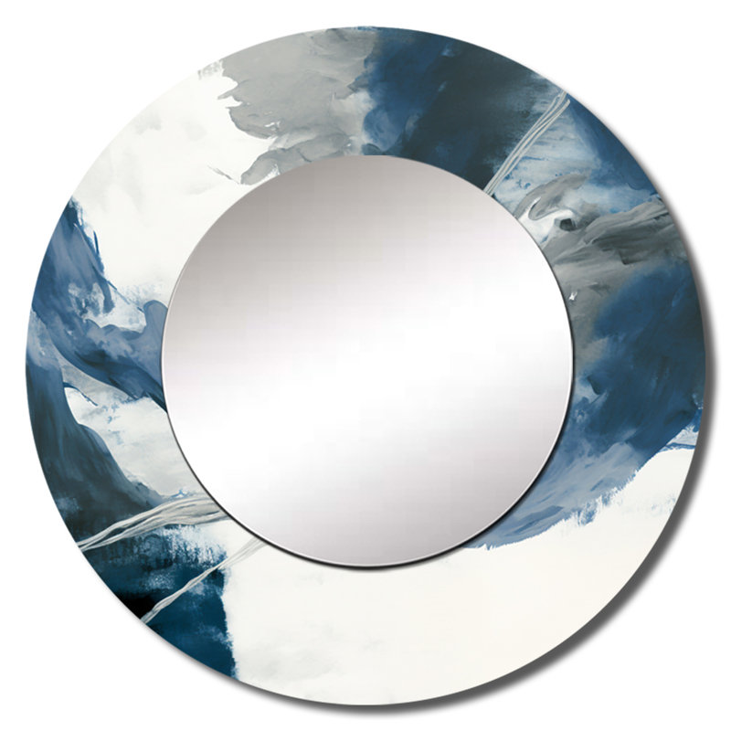 Feeling Honolulu Blue X - miroir à encre liquide, miroir mural décoratif rond moderne, impression d'art en métal