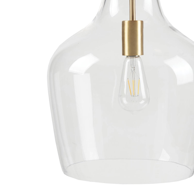 Luminaire suspendu en verre Bartola, Or, Transparent, H 14,5 po x l 9 po x P 9 po