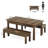 3 Piece Dining Table Set With 2 Benchs, Farmhouse Wood Kitchen Table With 2 Benches-1062513134
