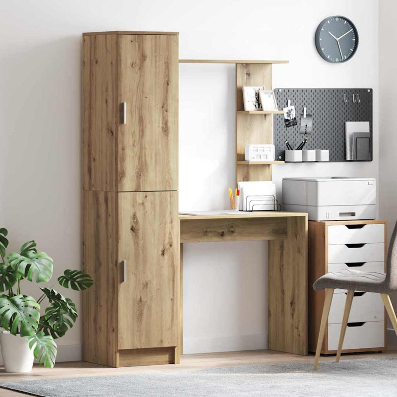  Desk With Storage 2 Pcs 78.5 X 37 X 154.5 Cm, Artisan Oak
