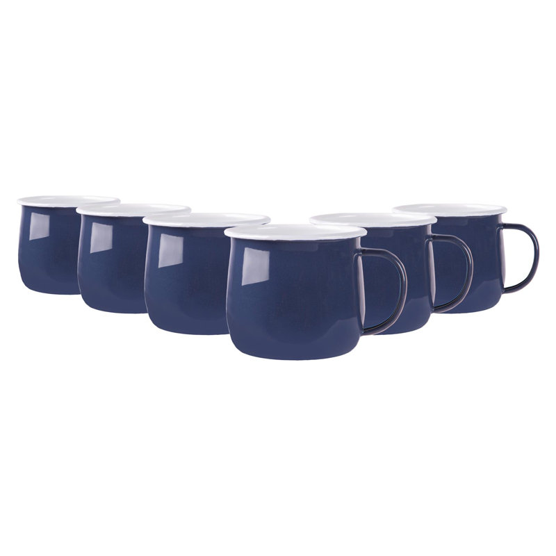 Enamelware Camping Mug, 6, Dark Blue/White