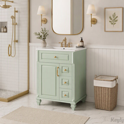 Meuble-lavabo de 61 cm avec lavabo en céramique
