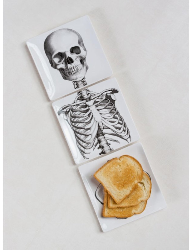 Ensemble de 3 assiettes décoratives Jarvus Skeleton Bones
