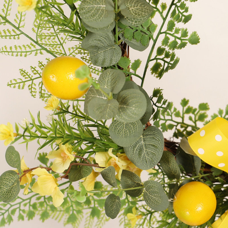 Couronne de citron artificielle 19,7 pouces à suspendre pour la décoration de la maison