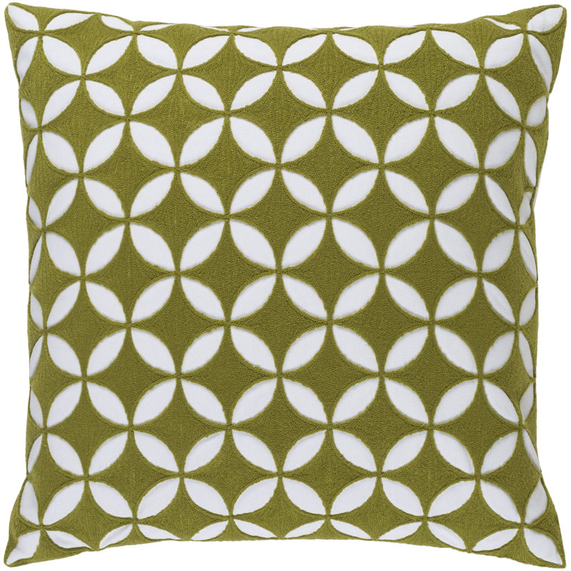 Toccoa 100% Cotton Throw Pillow, 20" H x 20" W x 4" D, Lime/Ivory