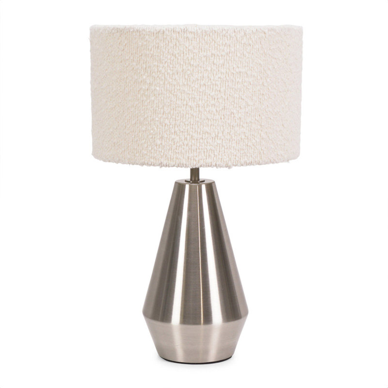 Metal Table Lamp, Silver, Cream