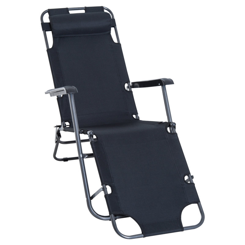 135cm Long Reclining Single Chaise with Cushions, Black